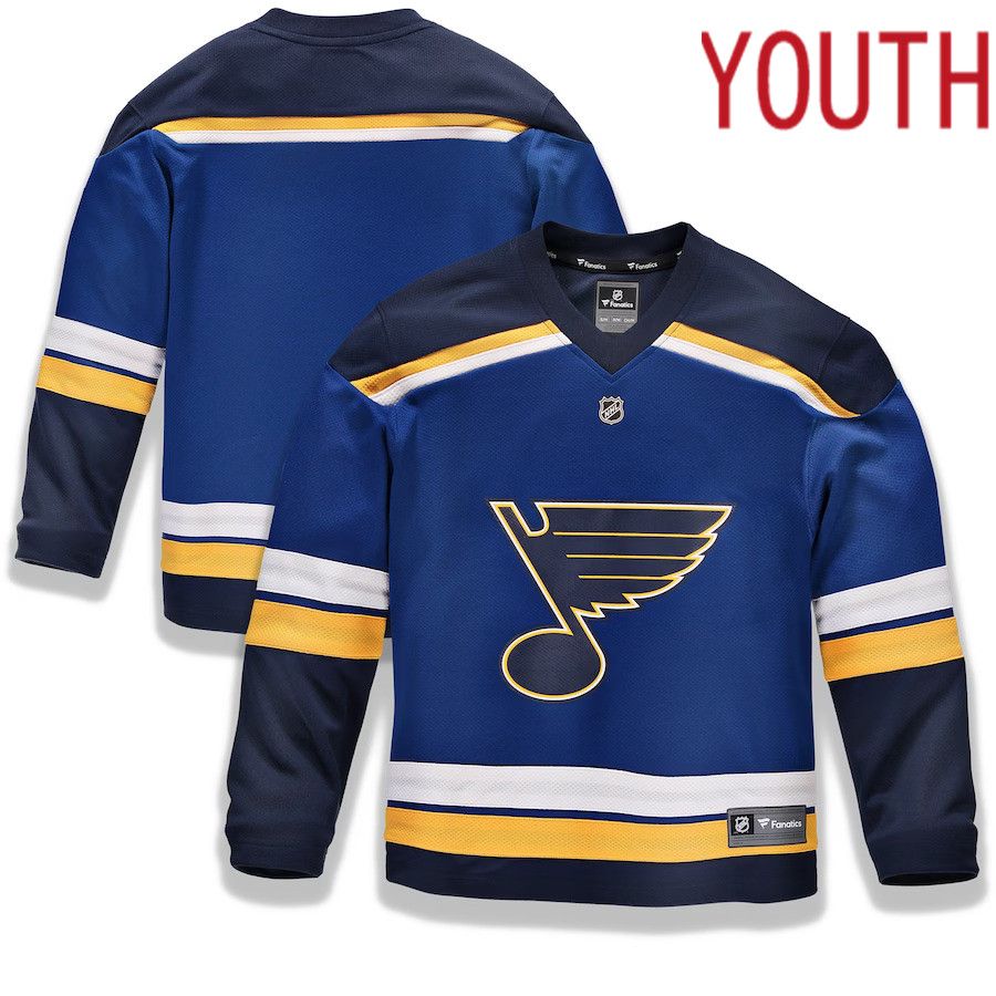 Youth St. Louis Blues Fanatics Branded Blue Home Replica Blank NHL Jersey->youth nhl jersey->Youth Jersey